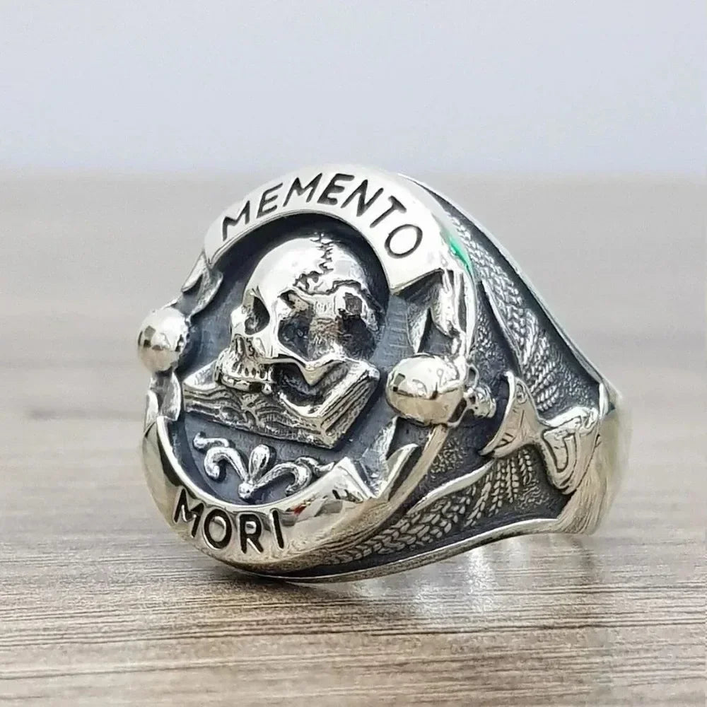 Silver Color Female Ring Memento Mori Skull Head Ring Men Ring Jewelry Accessories Anillo Acero Inoxidable Mujer Кольцо Женское