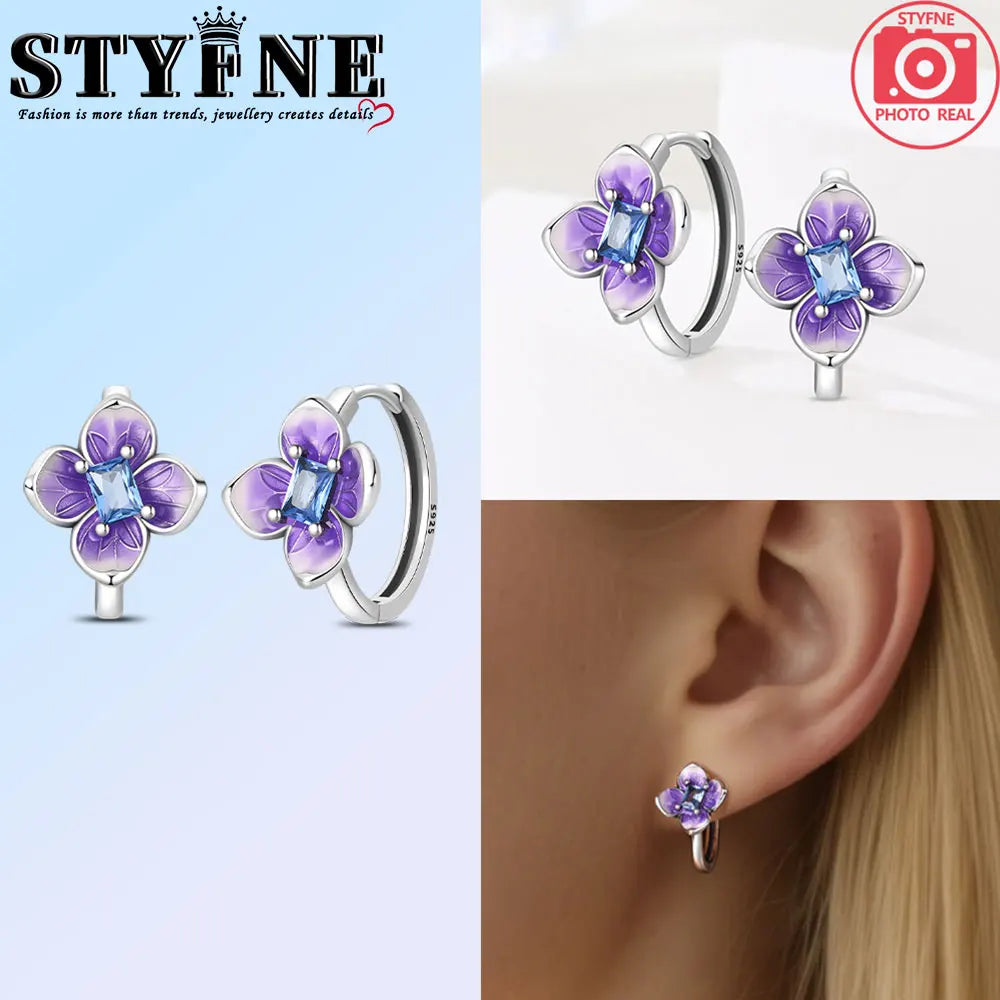 925 Sterling Silver Plants and Insects  Drops Earrings Little Green Leaves and Fireflies Earrings Suitable for Women's Jewelry