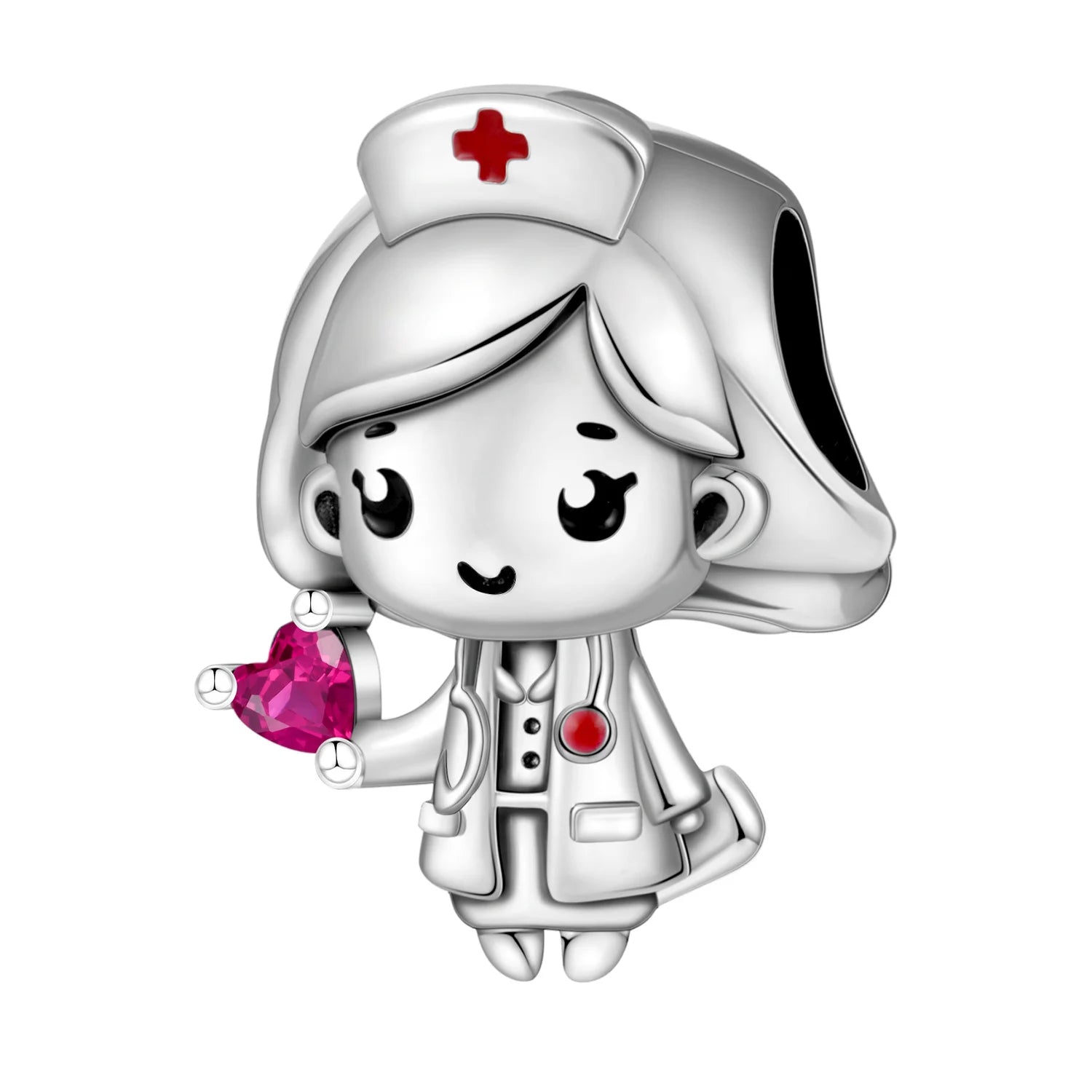 PANPOKI 925 Sterling Silver Cartoon Girl Model Beads Original Pendants Bracelet Charm Jewelry Party DIY Trendy Gifts