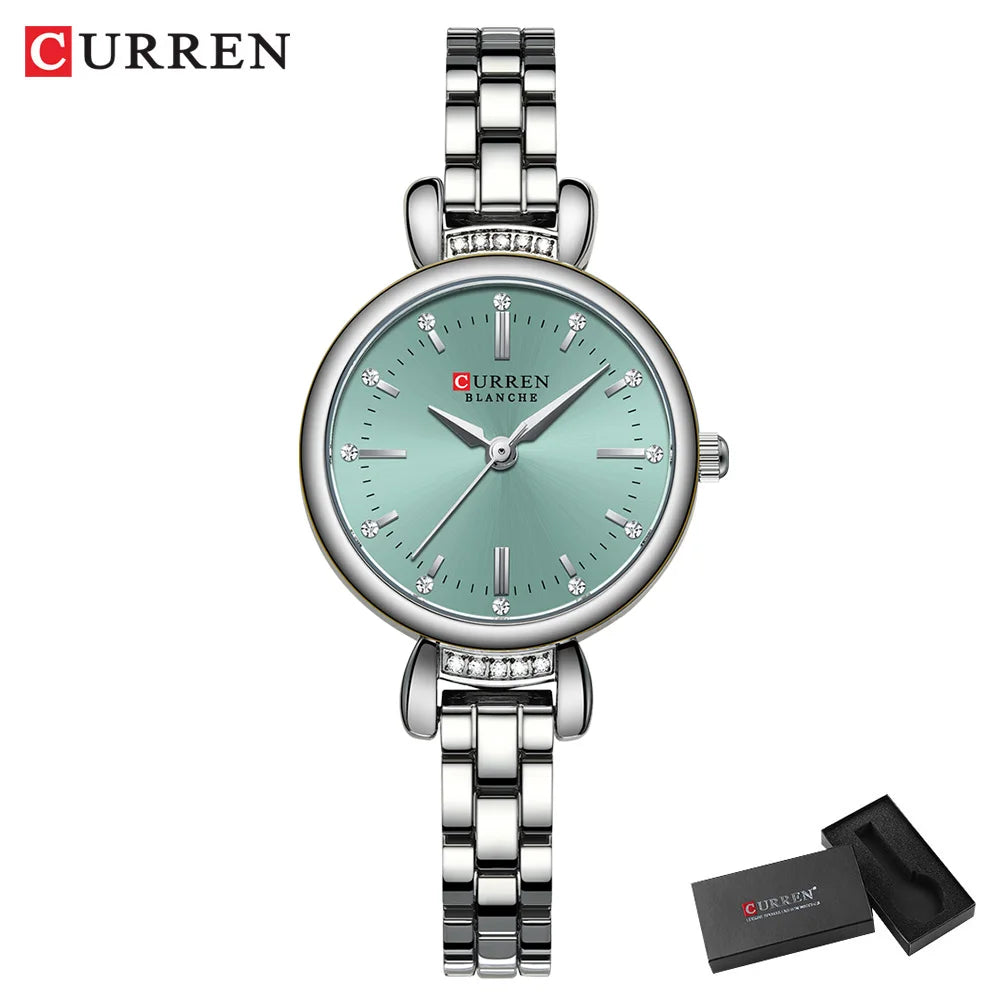 CURREN-Elegant Dress Watch for Women, Luxurious and Exquisite, 28mm Dial with Shinning Rhinestone, Quartz Wristwatch, New - Madeinsea©