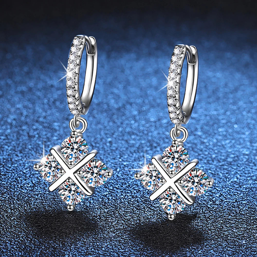 Serenity 2.4cttw D Color 4mm Full Moissanite Earrings For Women 100% S925 Sterling Silver Plated 18K Drop Earrings Fine Jewelry - Madeinsea©