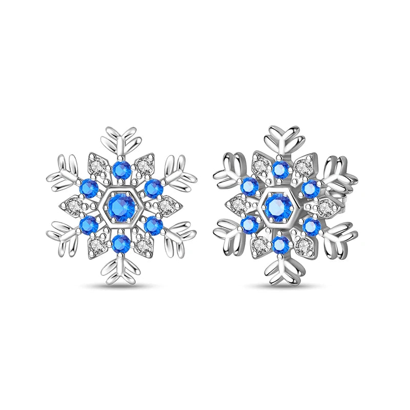Winter Earrings 925 Silver Star Shining Romantic Snowflake Stud Earrings For Women Engagement Birthday Proluxy Fine Jewelry Gift