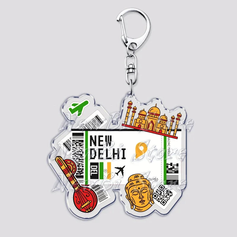 Hot Boarding Pass Keychains for Accessories Bag  NEW YORK TOKYO SEOUL PARIS LONDON Travel Souvenir Tickets Keyring Friends Gifts