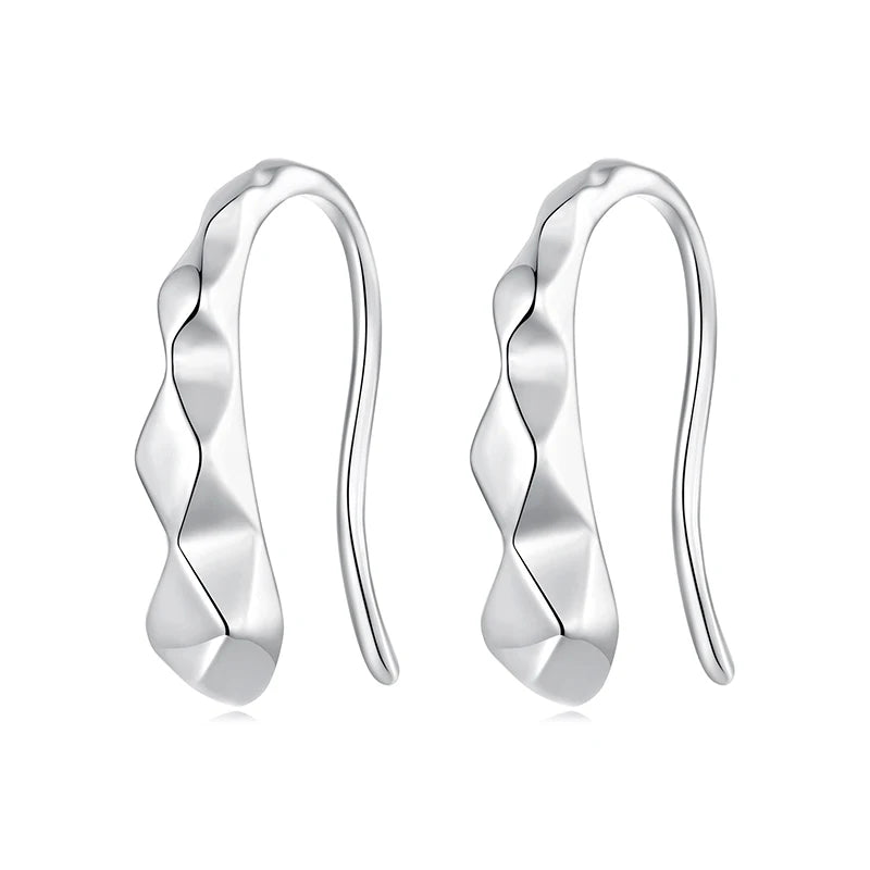 BAMOER 925 Sterling Silver Geometric Hook Earring Bold Diamond-shaped Original For Women Teens Birthday Gift Daily Jewelry