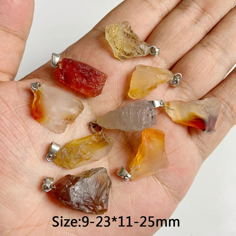 5pcs Natural Rough Stone Pendant Irregular Shape Healing Amethysts Labradorite Agat Quartz Pendants For DIY Handmade Necklace