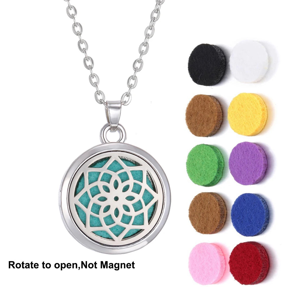 2023 New Aromatherapy Necklace Diffuser Pendant Aroma Jewelry Thread Rotate Open Locket Perfume Essential Oil Diffuser Necklace
