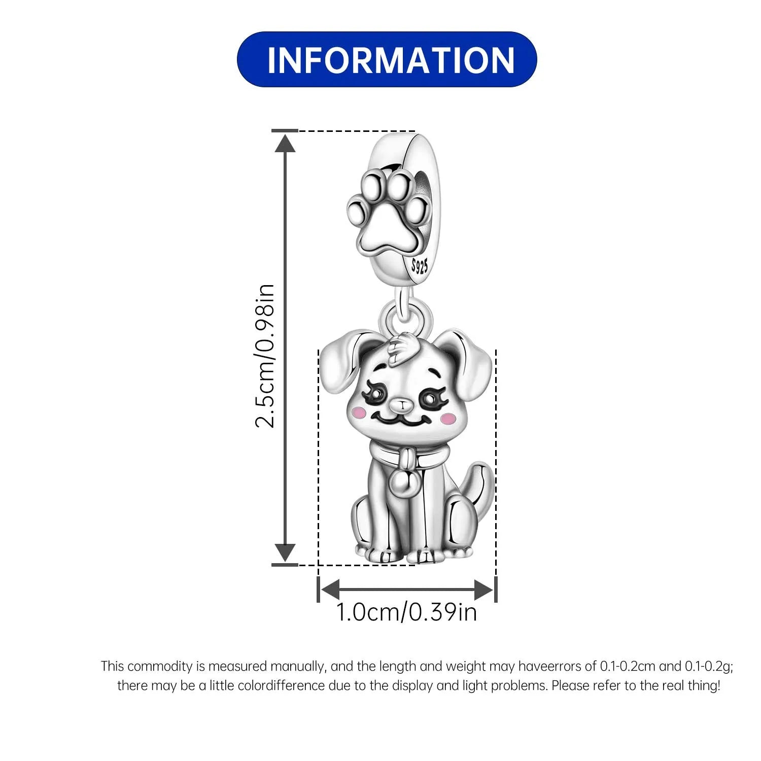 PANPOKI 925 Sterling Silver Handsome Dog Animal Pet Beads Original Pendants Bracelet Charm Jewelry Party DIY Trendy Gifts