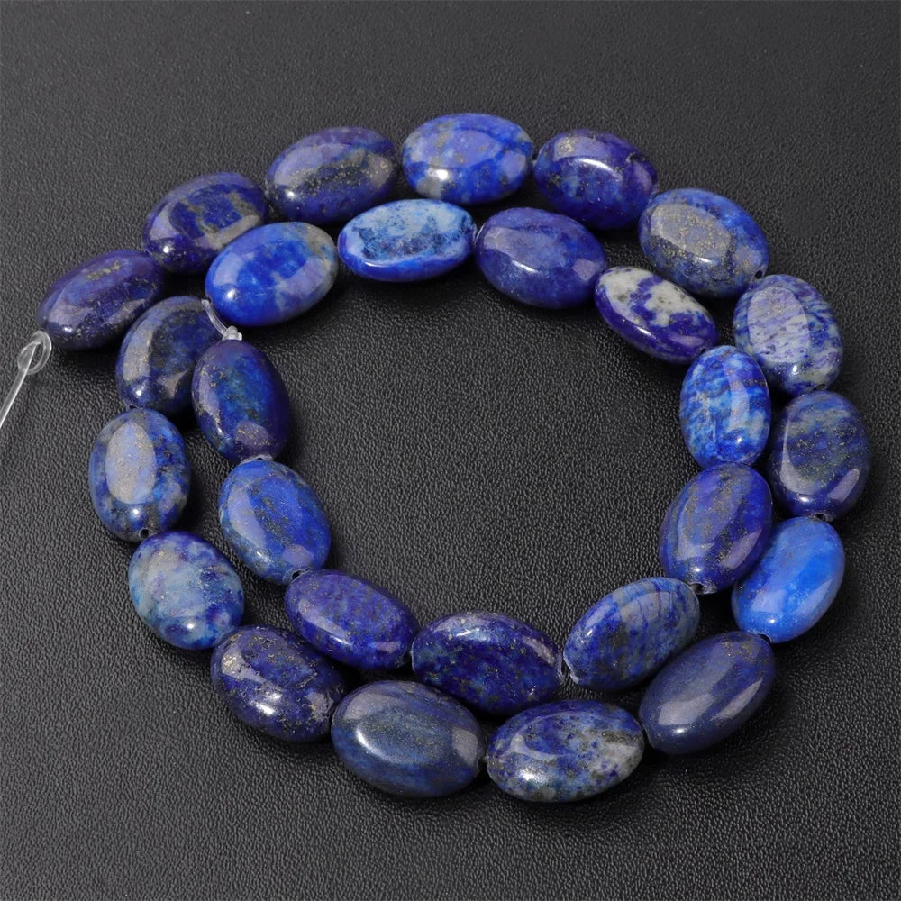 10x15mm Natural Stone Bead Flat Oval Shape Amazonite Rose Quartzs Amethysts Beads For Jewelry Making Necklace Bracelet Handmade