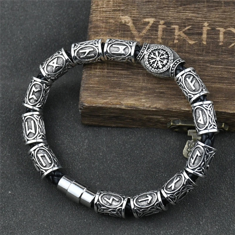 Norse Runes Bracelet Vikingo 3pcs /11pcs/13Pcs/15pcs Runes Beads Vegvisir Compass Amulet Viking Bracelet Slavic Accessorier