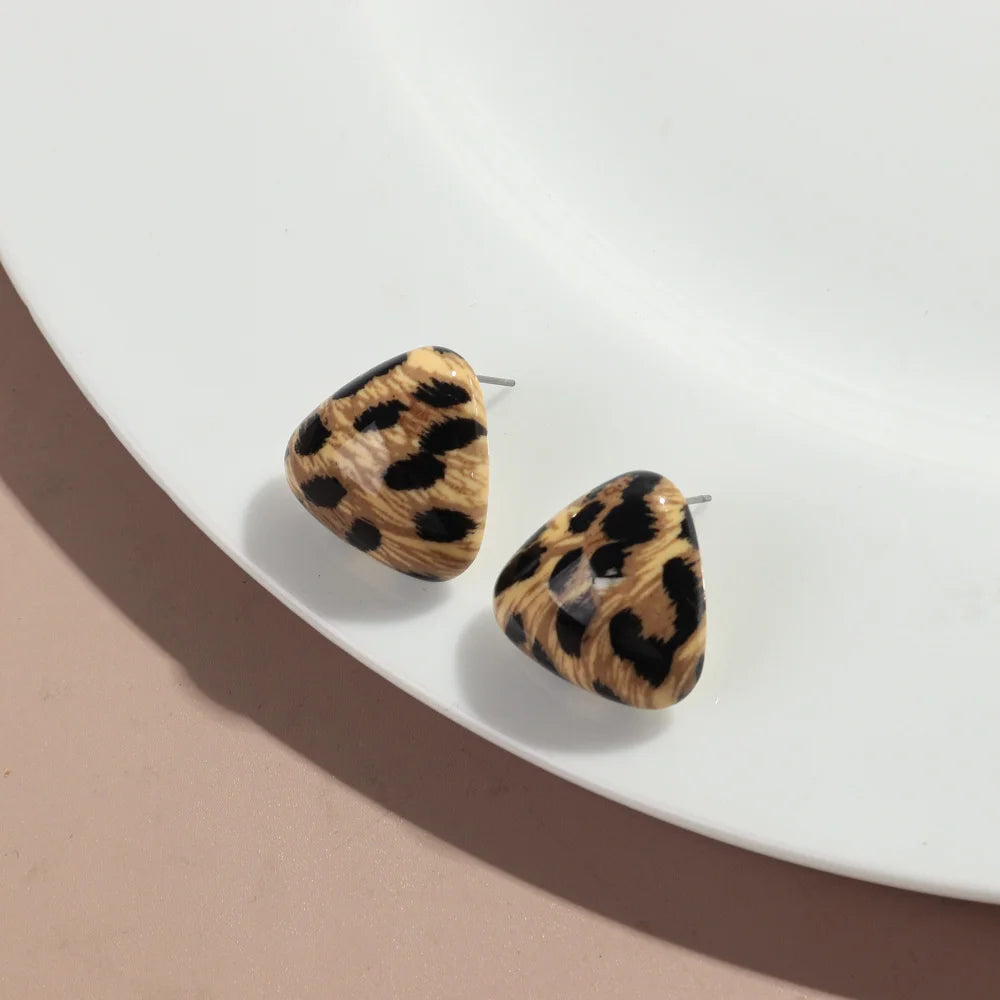 Fashion Acrylic Leopard Print Heart Star Multiple Shapes Earrings Resin Geometric Earring Woman 2024 Design Jewelry