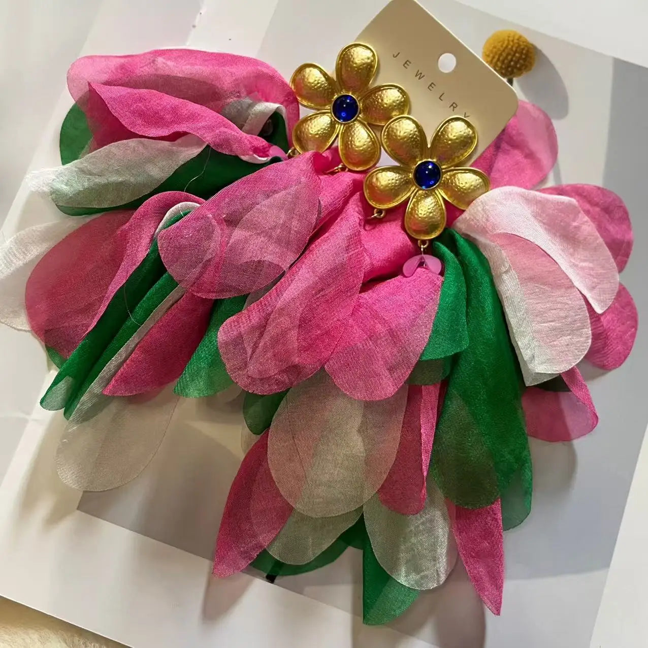 ZAA Personalized Trendy Resin Flower Water Drop Long Earrings