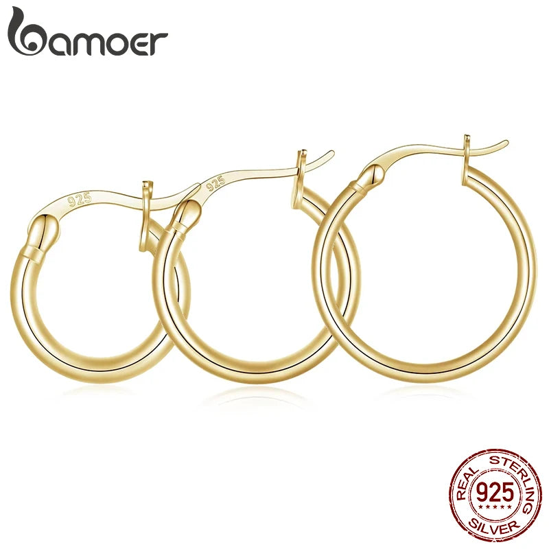 BAMOER 925 Sterling Silber hypoallergene Creolen für Damen, vergoldete, leichte Creolen mit angenehmem Tragekomfort – das perfekte Schmuckgeschenk!