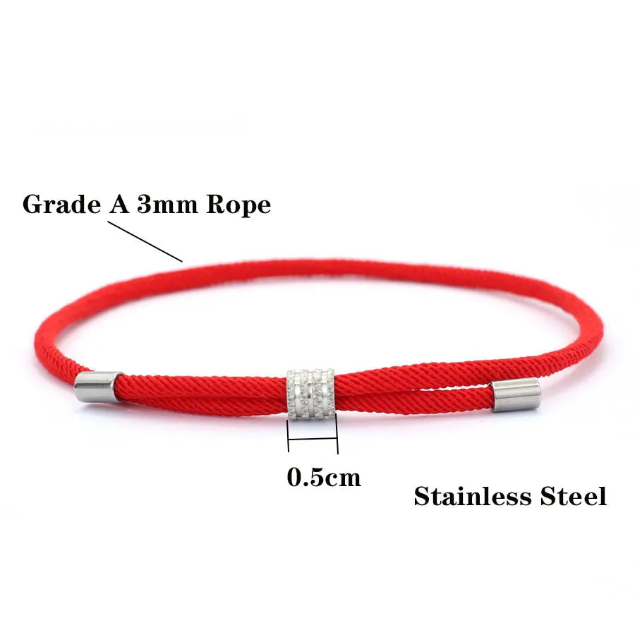 Stylish Grade A 3mm Thin Rope Bracelet Men Women Unfading Stainless Steel Charm Lucky Red Thread Braslet Friendship Braclet Gift