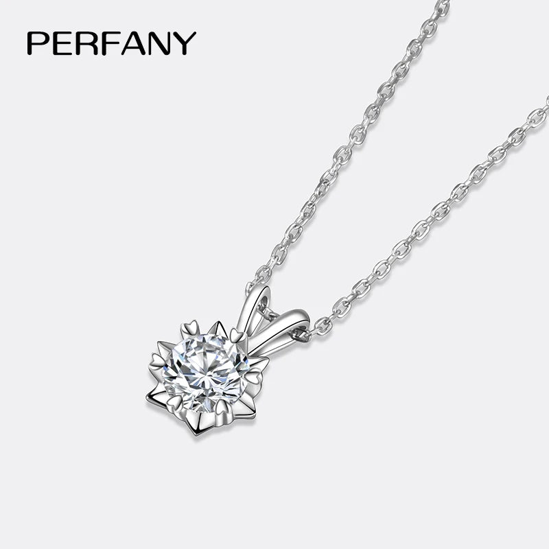 PERFANY 1-3CT Moissanite Women's Necklace S925 Pure Silver Snowflake Simulation Diamond Pendant Wedding High-end Jewelry - Madeinsea©