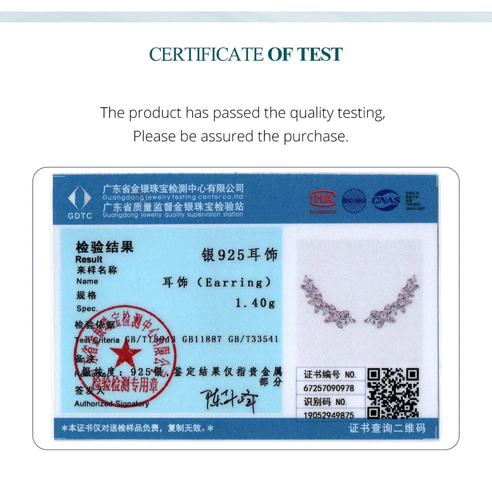 BAMOER 925 Sterling Silver Clover Crawler Stud Earrings Sparkling Zircons Branch-shaped Ear Cuffs Women Hypoallergenic Jewelry