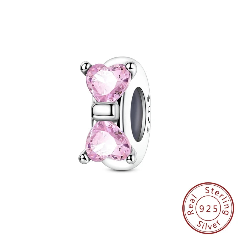 Charms 100% 925 Sterling Silver Flowers Colorful Zircon Silicone Spacer Beads Fit 3mm 925 Original Bracelets Fine DIY Jewelry