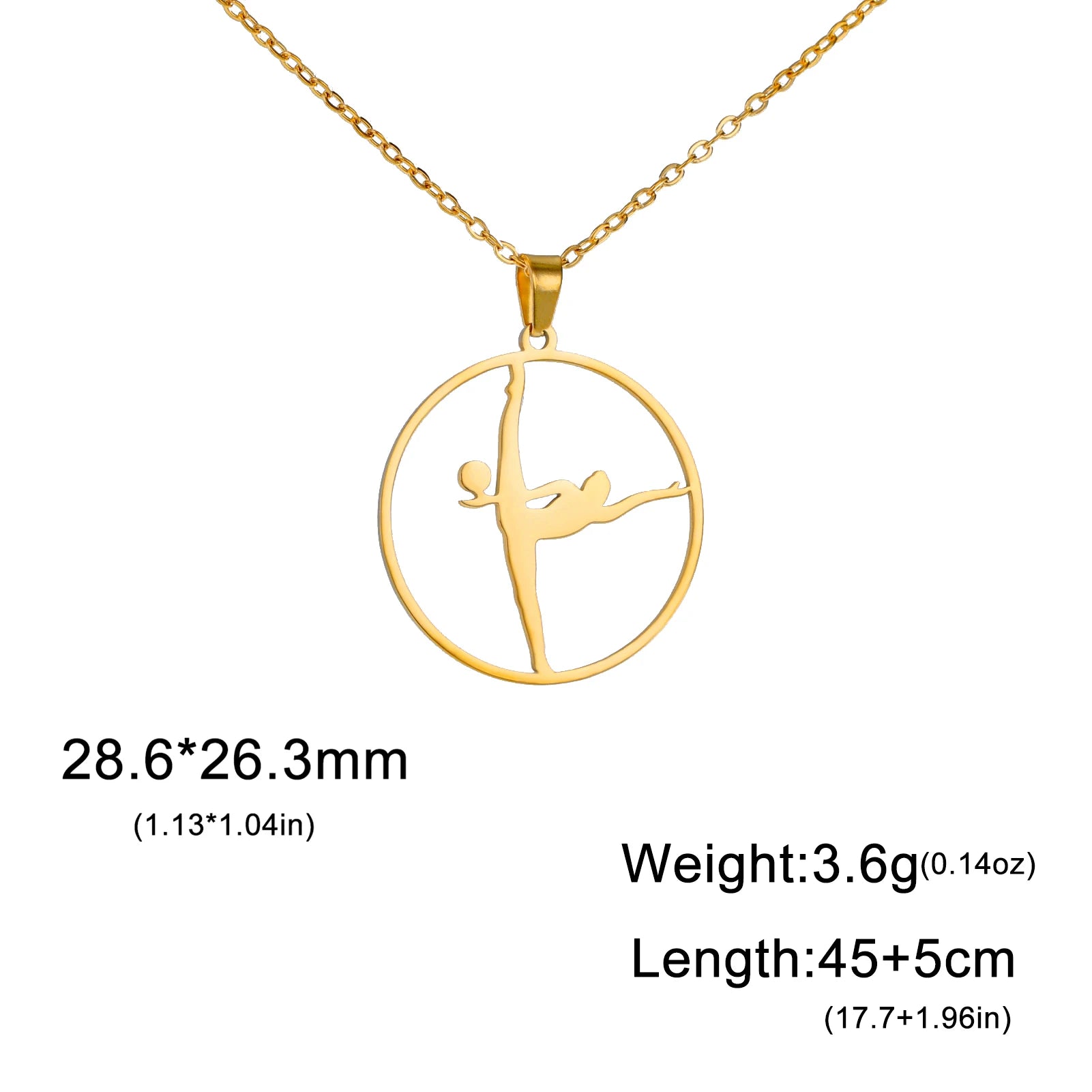 Dreamtimes Gymnastics Necklace Stainless Steel Sports Dance Artistic Gymnastics Skating Athlete Jewelry Pendant Women's Gift