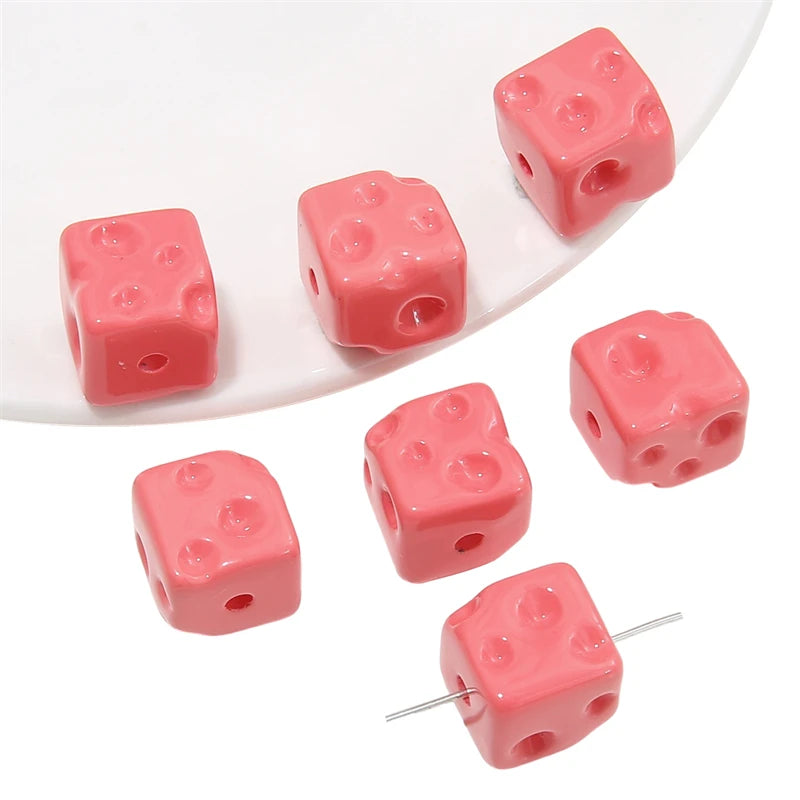 5pcs Cube Cheese Bead Acrylic Spacer Loose Beads For Jewelry Making diy Decorations Bracelet Phone Chain Keychain Accessories
