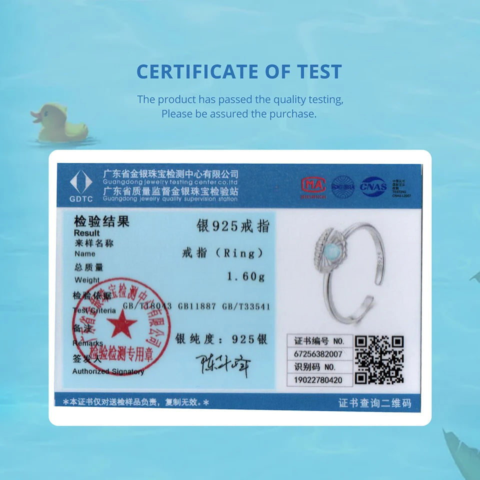 BAMOER 2025 Solid 925 Sterling Silver Iridescent Shell Adjustable Rings Lovely Open Ring Jewelry for Women SCR1119-E