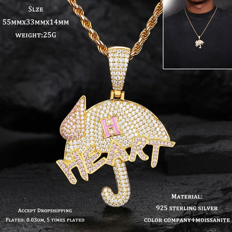 TUHE Unisex S925 Sternanhänger-Halskette mit Moissanit-Eis in Gold- und Silberfarbe – Schmuck für Herren im Hip-Hop-Stil