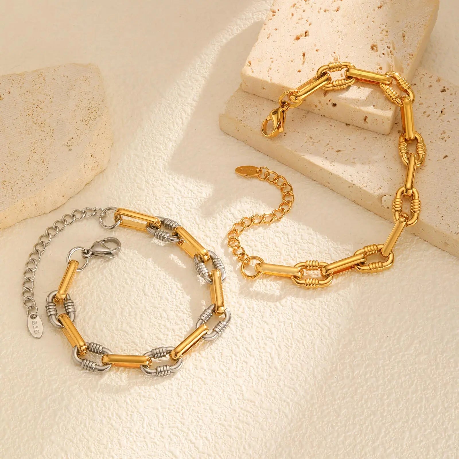 Vnox Classic Paperclip Chain Bracelet For Women Stainless Steel Gold Color Never Fade Charm Bracelet Girls Jewelry Birthday Gift