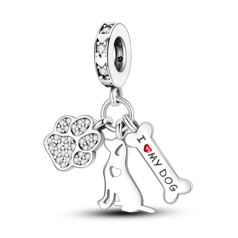 New Original Charms Beads Pendant 925 Silver Sterling Dog Cat Firefly Butterfly Dragonfly Charm For Woman Fashion Jewelry Making