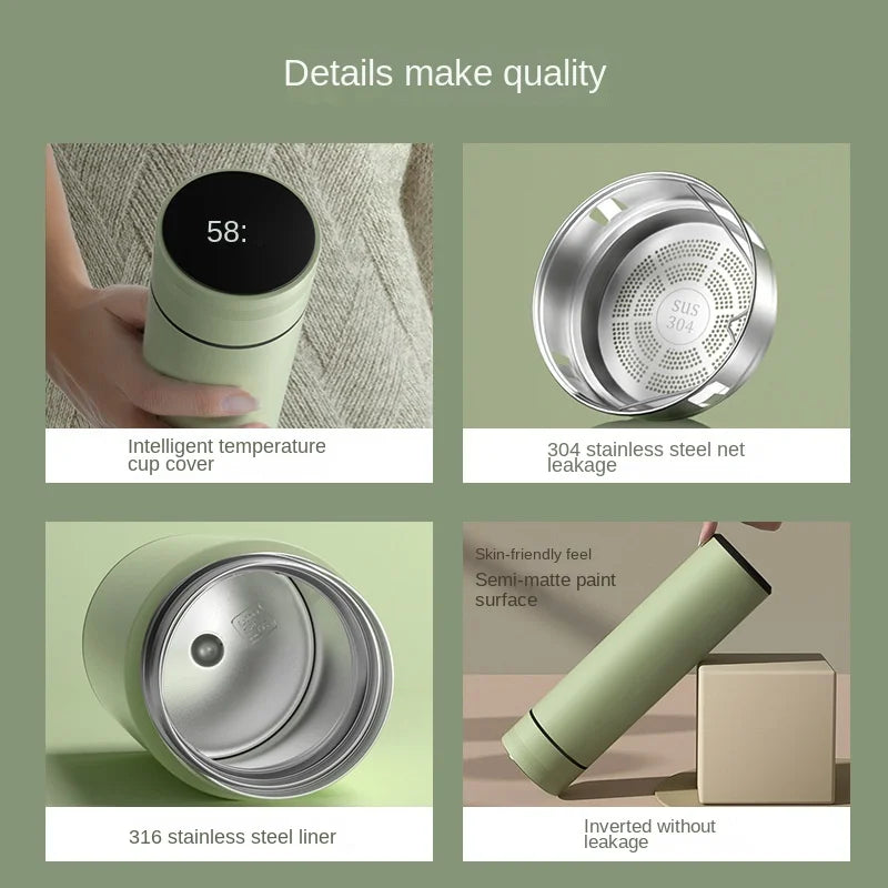 Outdoor Smart Thermos Cup 304 Stainless Steel Smart Temperature Display Waterproof Double-wall Vacuum Thermos Cup - Madeinsea©