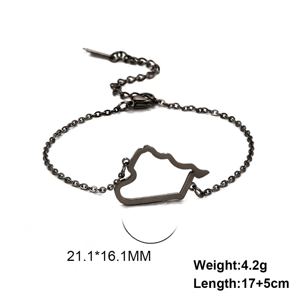 Hollow Syria Map Egypt Lebanon Yemen Map Bracelet Stainless Steel Gold Color Bracelet for Friend Memorial Gift