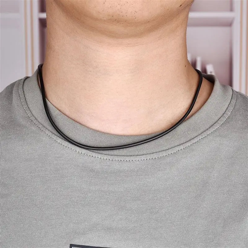 Jiayiqi Rubber Rope Necklace&Bracelets For Men Women Fashion Jewelry Gift Casual Round Neck Black Necklace DIY Rope