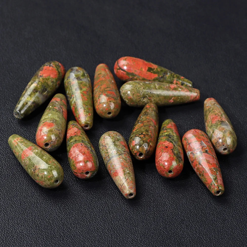 Natural Water Drop Stone Bead 10x30mm Chalcedony Amethysts Agates Loose Spacer Charms Bead For DIY Bracelet Earrings Accessories