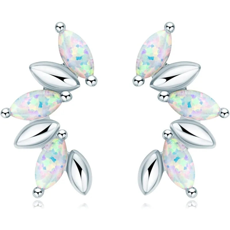 Earrings Women 925 Sterling Silver Opal Stud Ear Hoops Hypoallergenic Fashion Earring Fine Jewelry For Friend Mothers Christmas