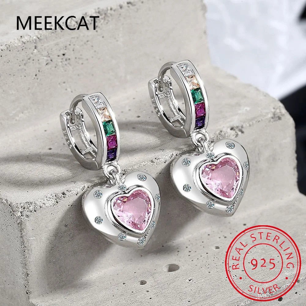 Baby Princess 925 Silver Blue Crystal Star Hoop Earring For Child Girl Women Rainbow Zirconia Loop Huggies Earring Korea Jewelry