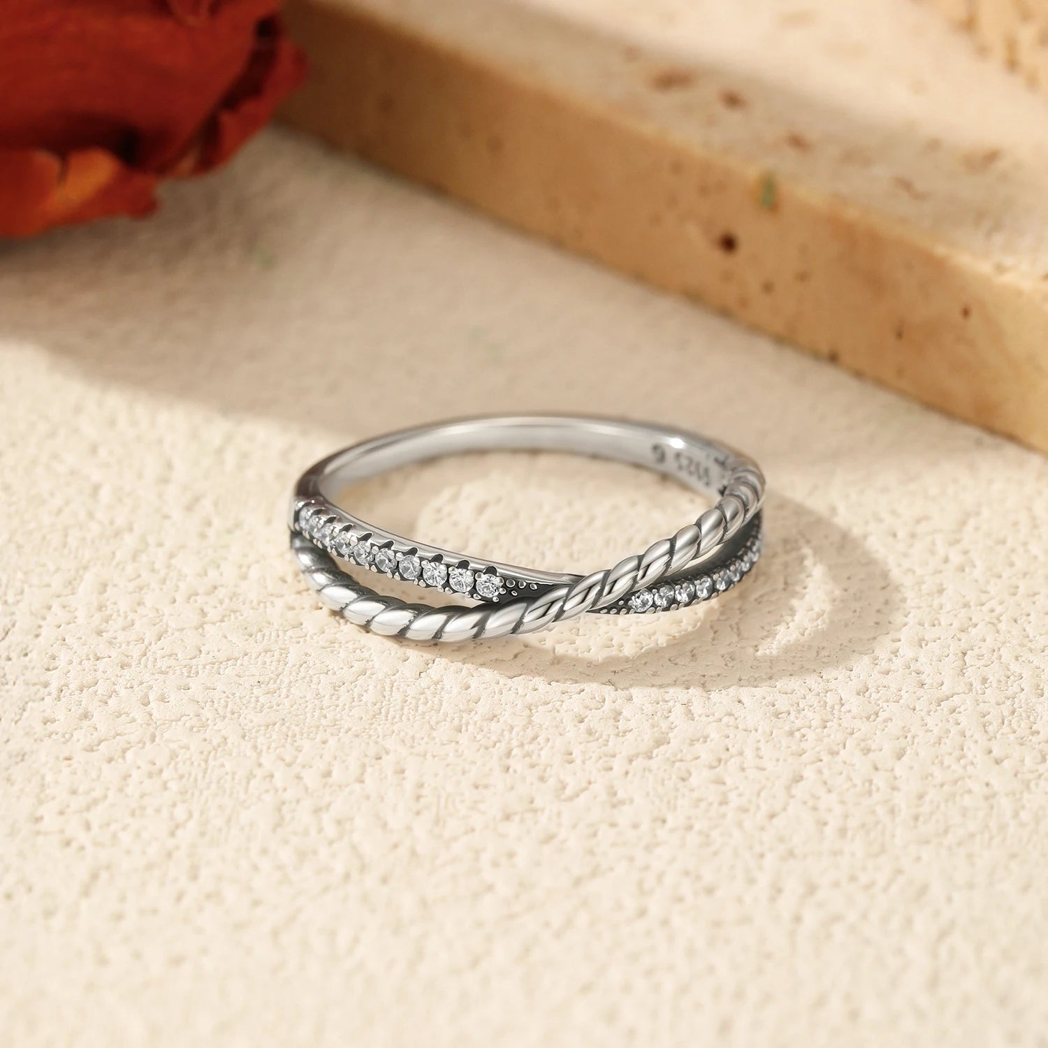 MODIAN Stackable Fashion Rings 925 Sterling Silver Vintage Twist Line Cross Thin Finger Rings For Women Fine Jewelry