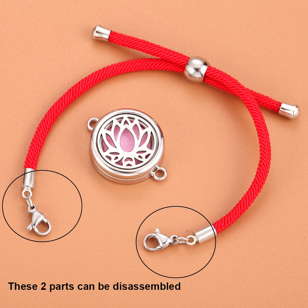 Retro Aromatherapy Essential Oil Diffuser Bracelet Foot Chain Red String Braided Rope Diffuser Locket Bracelet Aroma Bracelets