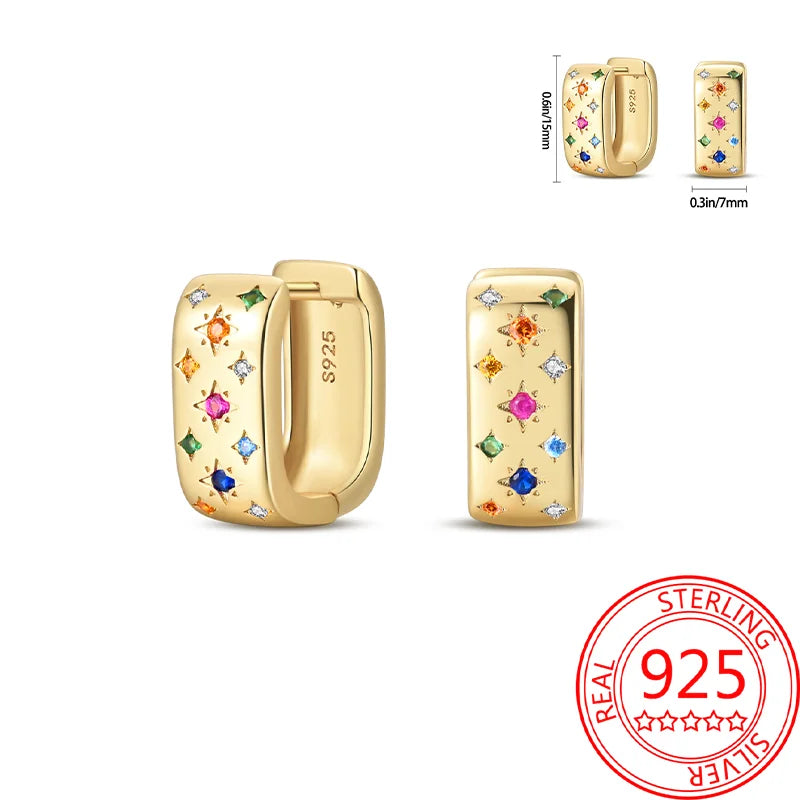 Ear Ring Series 925 Sterling Silver Star Moon Unicorn Tulip Flower Butterfly Bee Geometry Earrings Ladies Pairing with Jewelry