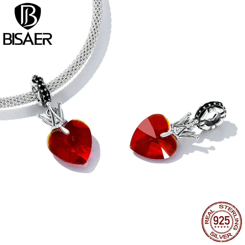 BISAER 925 Breloques en argent sterling Oreille de lapin Chapeau magique Tasse à thé Pendentif horloge en forme de cœur Ajustement pour la fabrication de bracelets Colliers Bijoux Cadeau