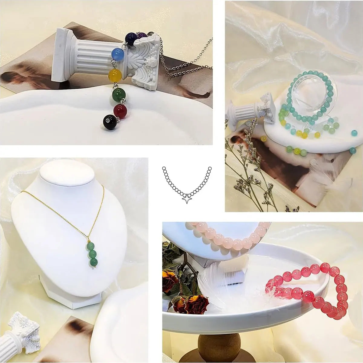 24color/1box 8mm Glass Round Beads DIY Bracelet Necklace Jewelry Accessories (Random Color)