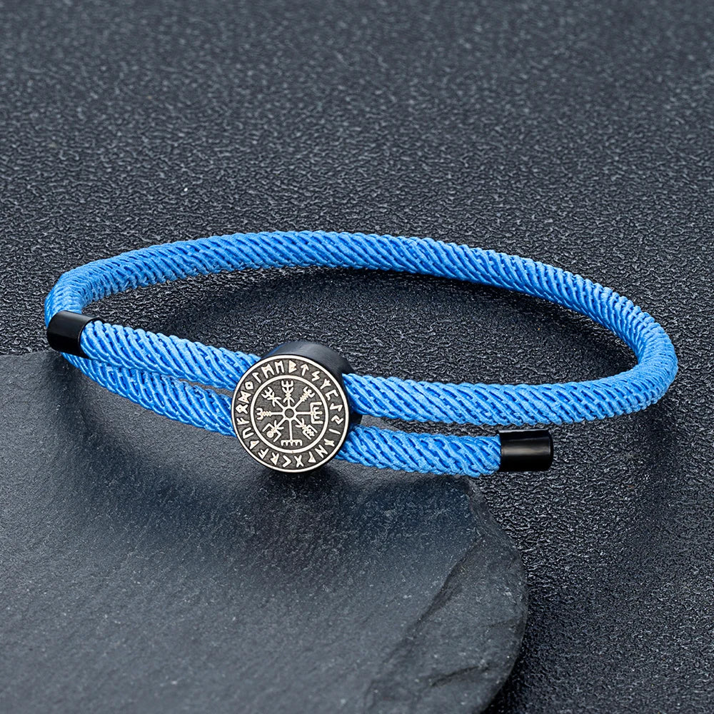 Bracelet amulette runique viking MKENDN pour hommes et femmes, tressé à la main, ajustable, motif personnalisé avec nom, bijoux pour couples
