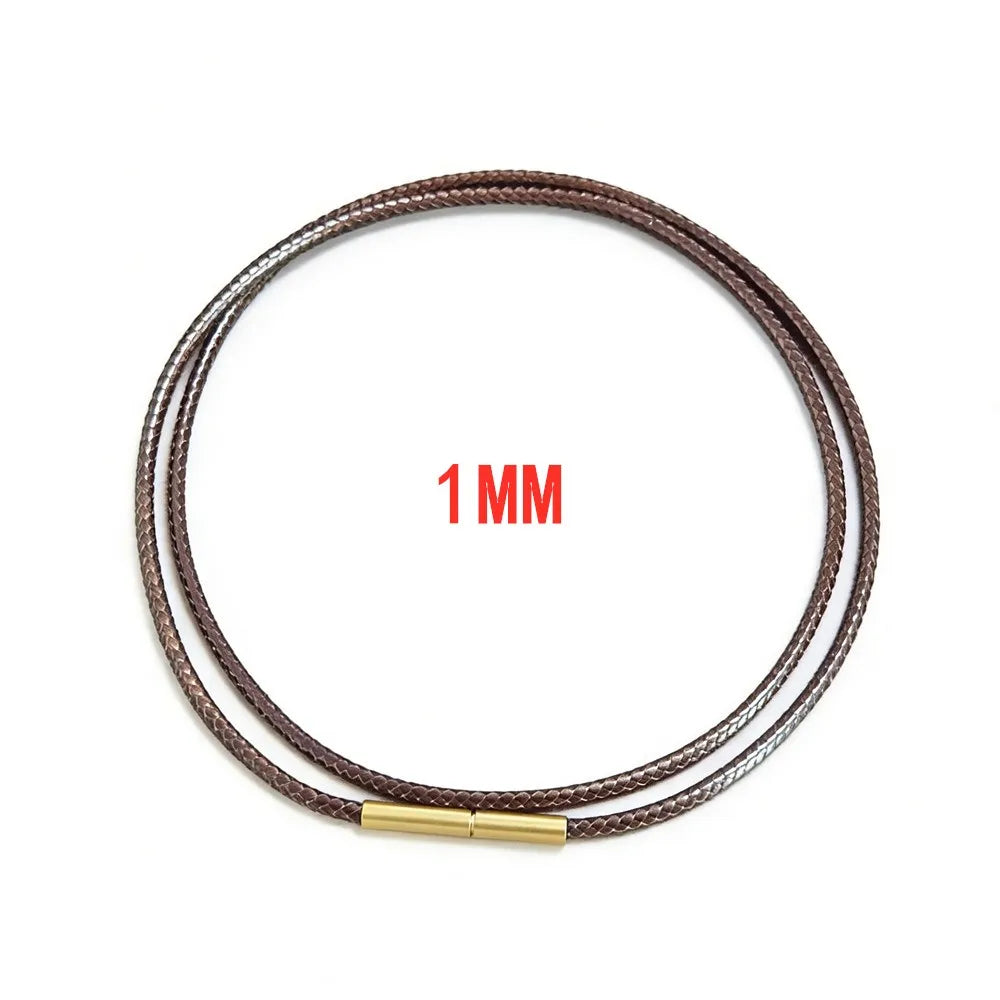 MKENDN Black Leather Chain Necklace for Diy Women Men Handmade Braid Rope Long Necklace 40/50/60/70CM Neck Pendant Chain Jewelry