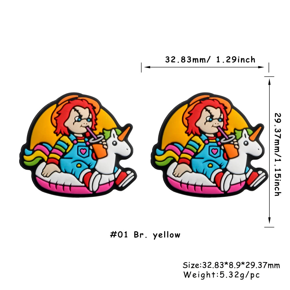 Sunrony 5Pcs New Cartoon Figure Focal Silicone Beads DIY Necklace Bracelet Keychain Handwork Accessories For Jewelry Making