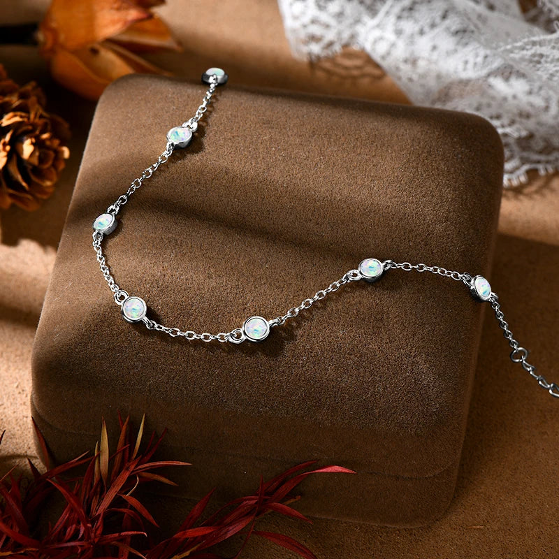 OXTAO Real 925 Silver Artificial White Opal Bolo Bracelet Adjustable Chain Fashion Women's Bracelet Jewelry Gift Wholesale