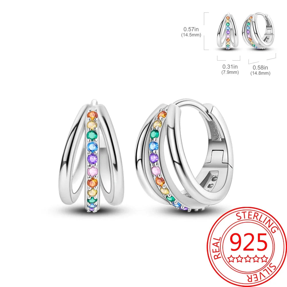 Ear Ring Series 925 Sterling Silver Star Moon Unicorn Tulip Flower Butterfly Bee Geometry Earrings Ladies Pairing with Jewelry