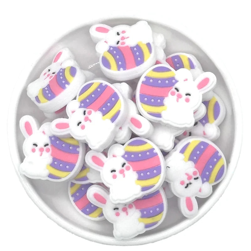 10/20PCS  Easter Series Silicone Focal Beads DIY Necklaces Jewelry Plastic Pen Beads Key Chain Car Decoration Chains Bag Chains