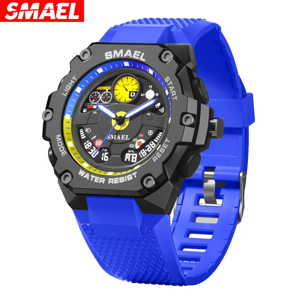 SMAEL 8092 Electronic Quartz Watch Students Multifunction Waterproof Luminous Alarm Clock Calendar Outdoor Sport Watches for Man