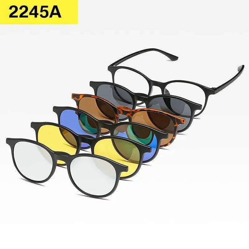 6 In 1 Custom Men Women Polarized Optical Magnetic Sunglasses Clip Magnet Clip on Sunglasses Polarized Clip on Sun Glasses Frame