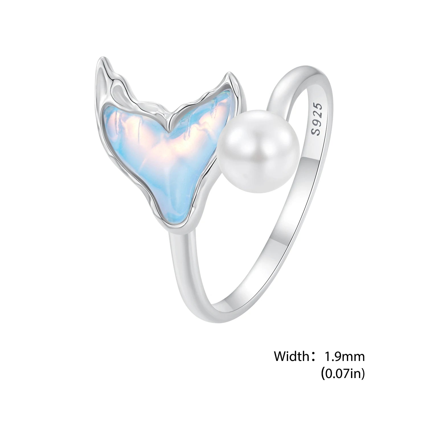 WOSTU 925 Sterling Silver 3D Tulip Open Ring Light Blue Sea Turtle Finger Ring Ocean Opal for Women Dreamy Party Jewelry Gift