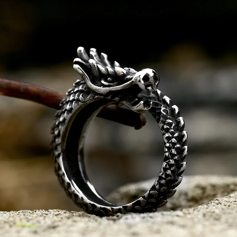 Beier New Fashion Domineering retro Cool Big Head Stainless Steel Animal Personality Huge Dragon Animal Ring BR8-890