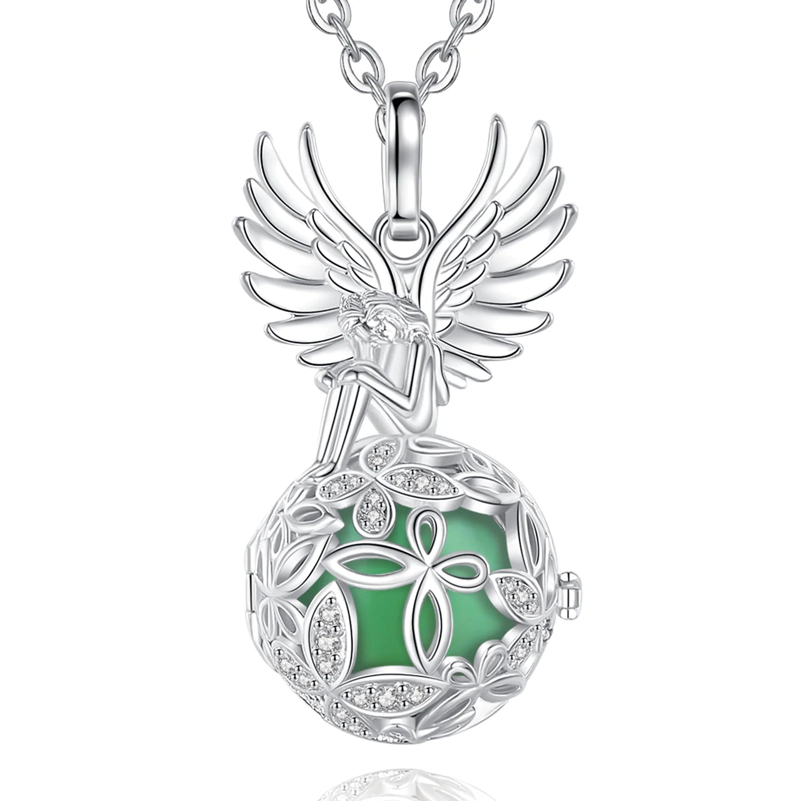 Eudora Angel Girl Flower Cage Necklace Amethyst Energy Healing Crystal Stone Jade Lapis Pendant Spiritual Jewelry Obsidian Gift