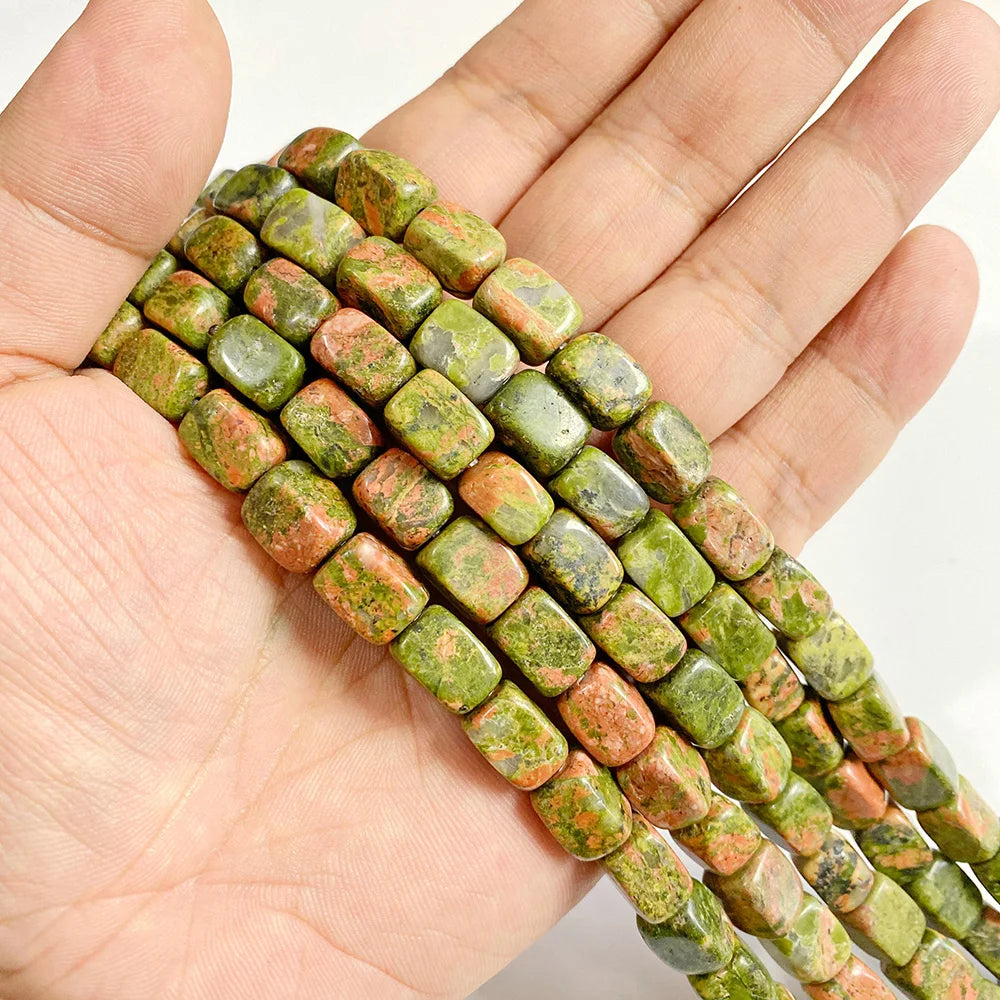 Wholesale Natural Unakite Stone Bead Green Jasper Loose Spacer Beads For Jewelry Making DIY Bracelet Necklace Accessories Supply
