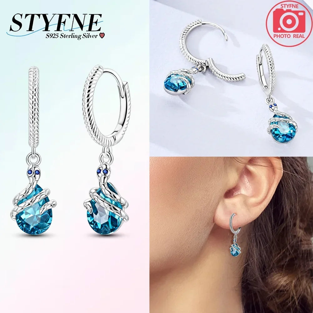 925 Sterling Silver Insect series butterflies luminous fireflies Hoop Earrings With Zircon for Wedding Party Women Jewelry Girls